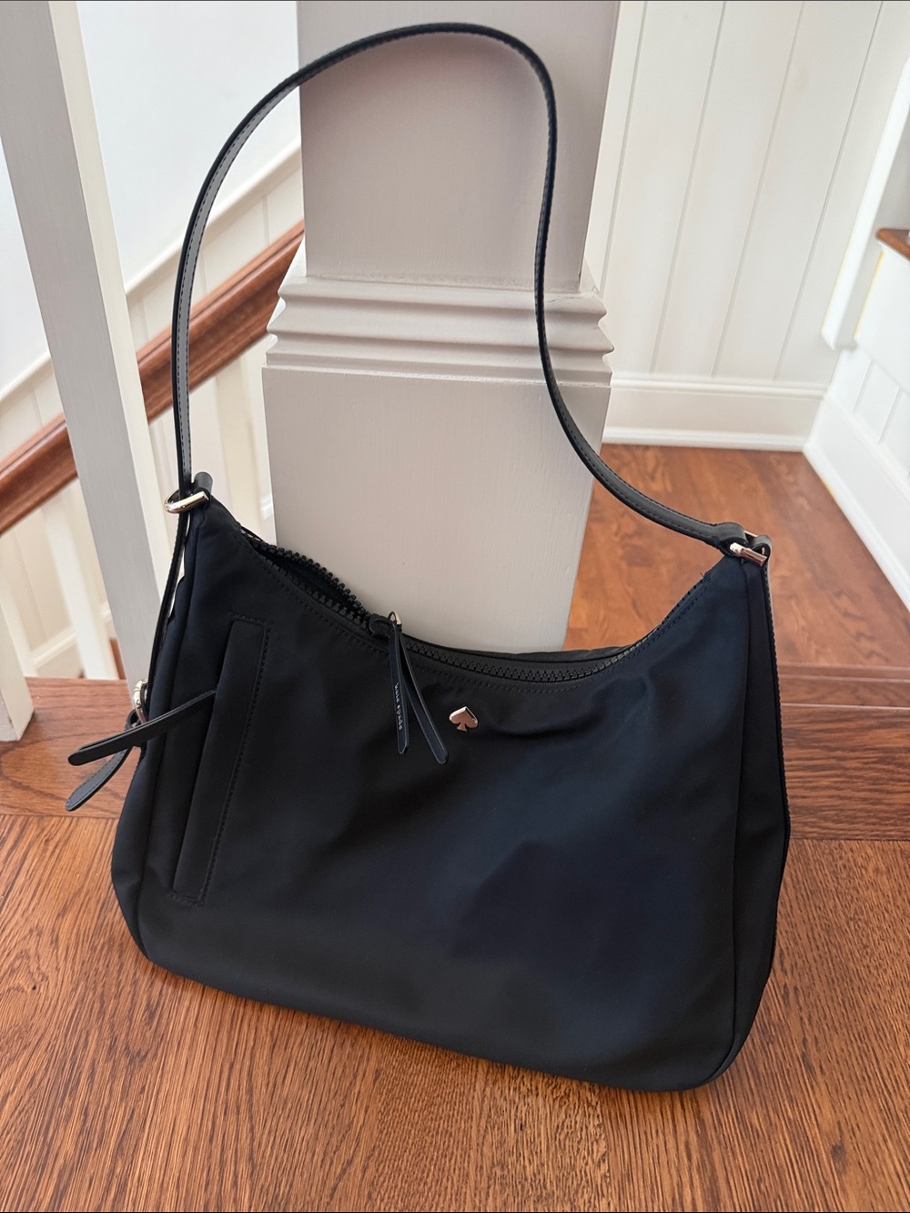 kate spade black shoulder bag with gold-tone spade charm